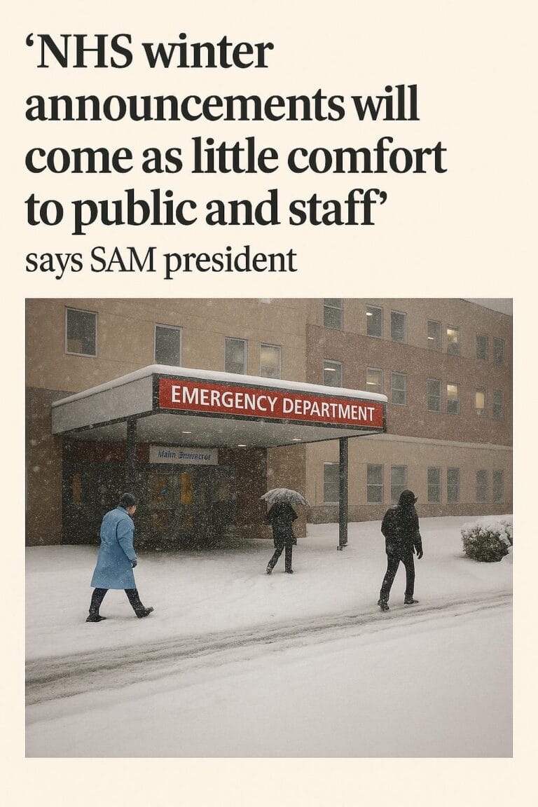 ‘NHS winter announcements will come as little comfort to public and staff’ – SAM president (16 September)