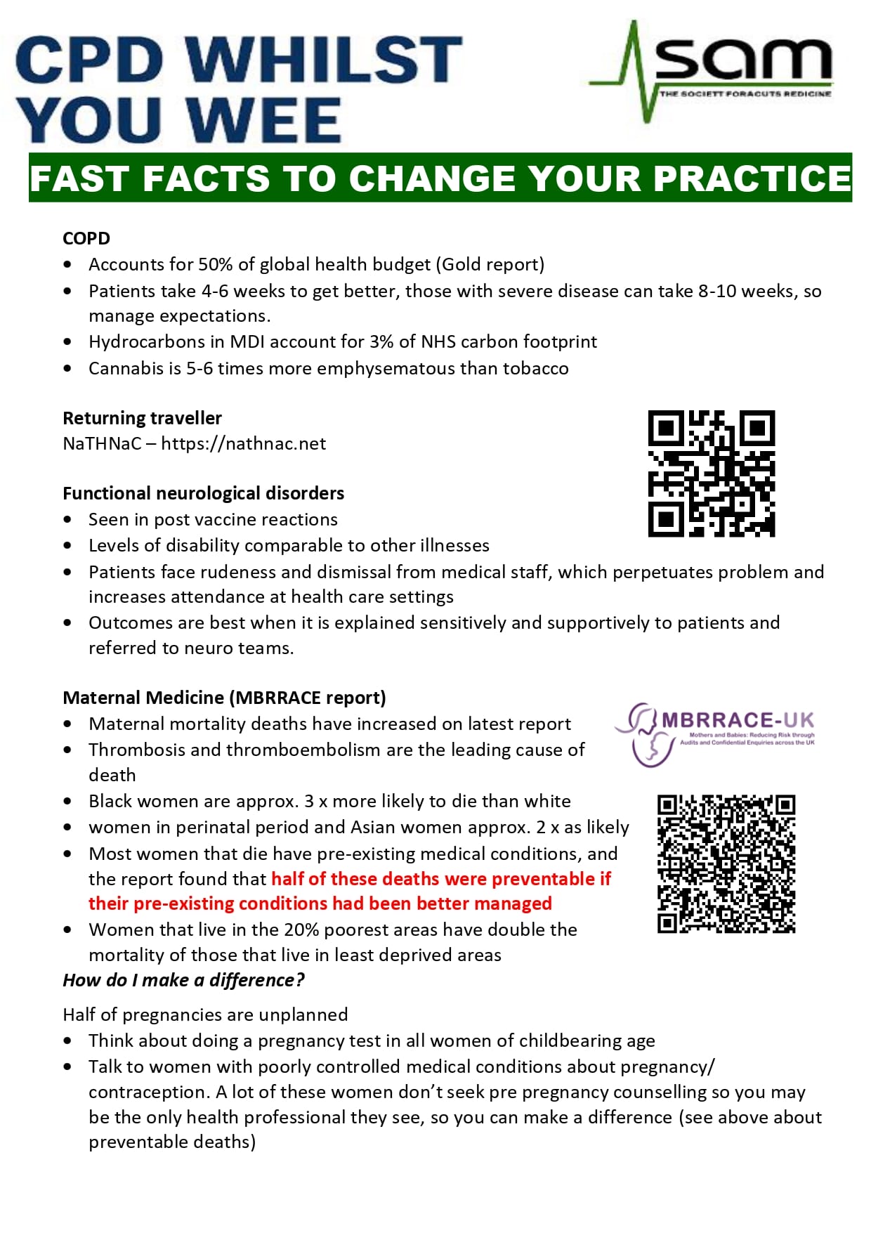 SAM CPD whilst you wee - FAST FACTS Image SAM CPD whilst you wee - FAST FACTS Image