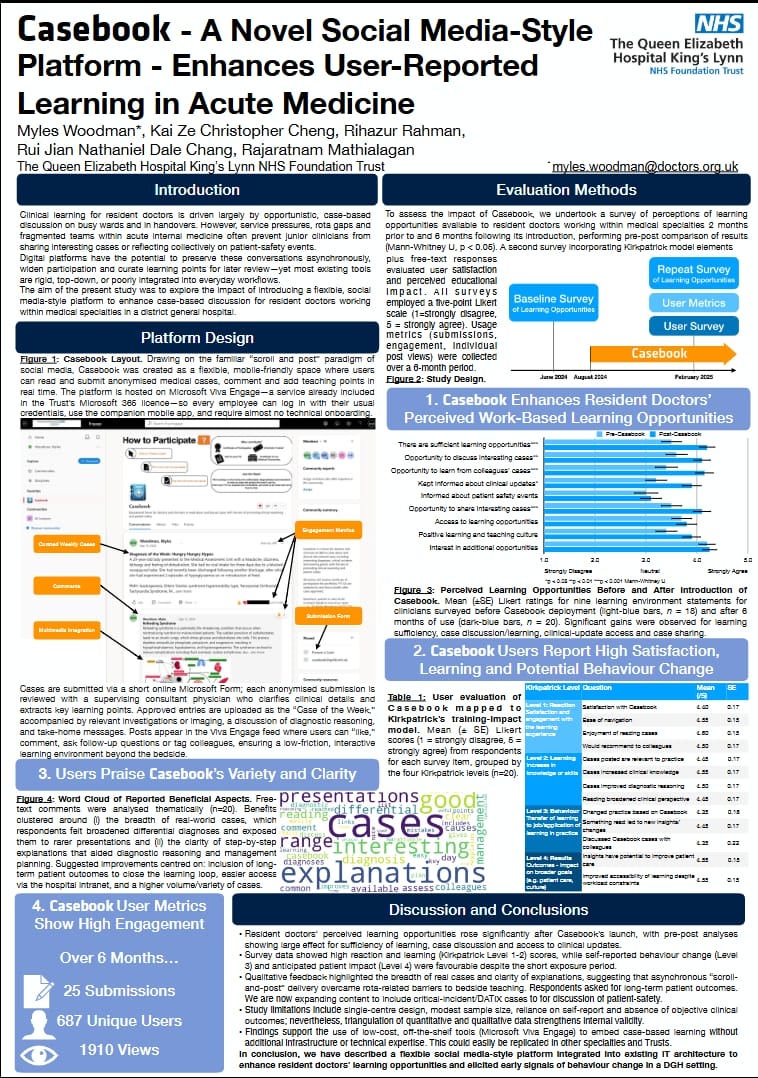 Poster for Casebook: a social-media-style platform for learning in acute medicine