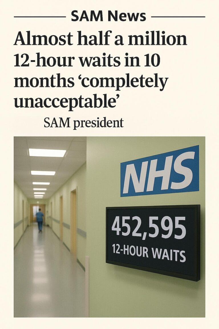 Almost half a million 12-hour waits in 10 months “completely unacceptable” – SAM president (02 December)